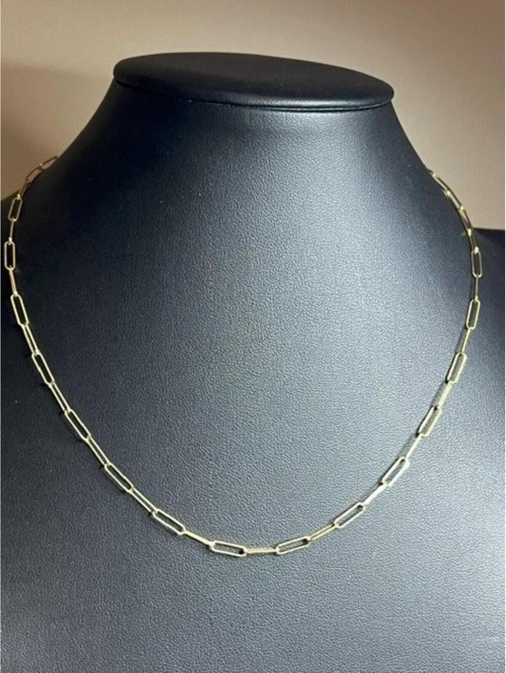 B4580 Serefina Paperclip Chain Necklace Adjustable Gold Tone Fashion 18"